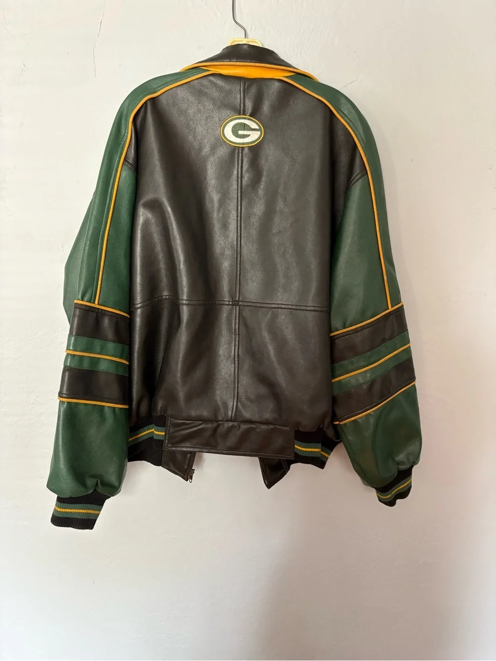 Vintage Packers Black & Green Leather Jacket